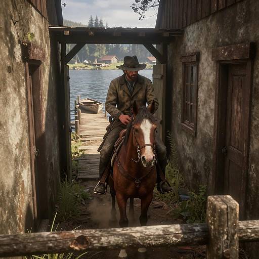 Cinematic Cowboy Escape at Lakeside