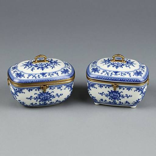 Vintage Limoges Blue and White Boxes