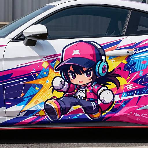 Vibrant Chibi Anime Racing Sticker