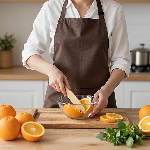 Woman Cooking in Cozy Kitchen