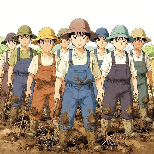 Mole Diggers in Classic Manga Style
