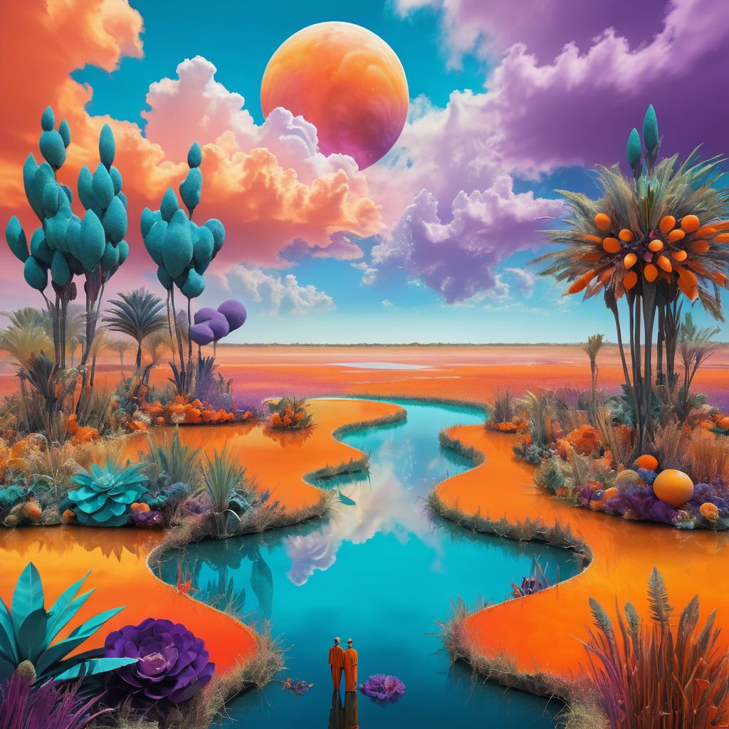 Surreal Wetland Harmony with Exotic Fruits