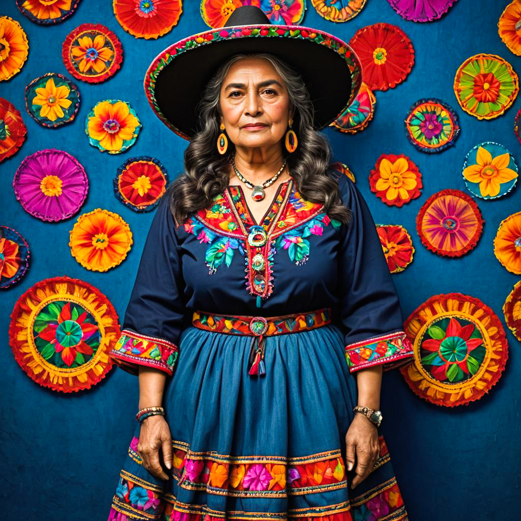 Vibrant Elderly Woman in Traditional Outfit