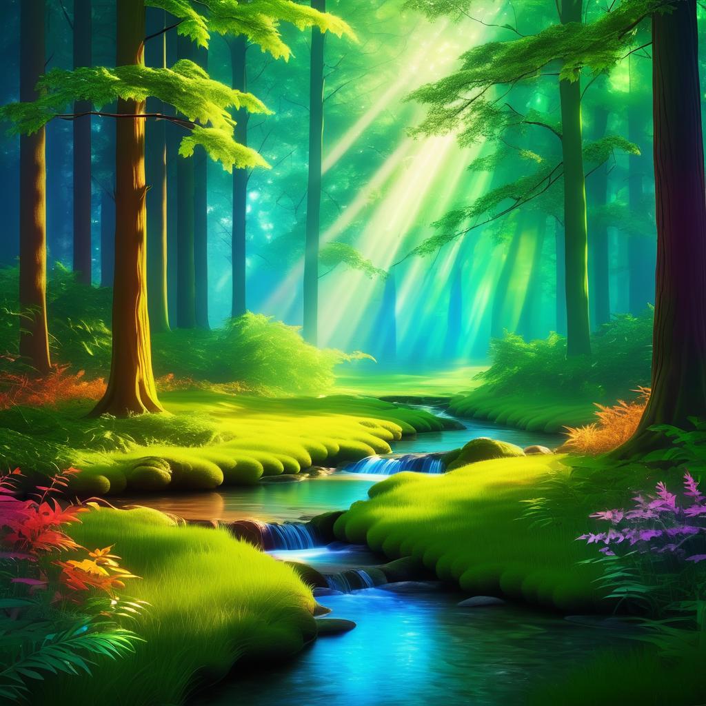 Serene Forest Glade with Vibrant Colors