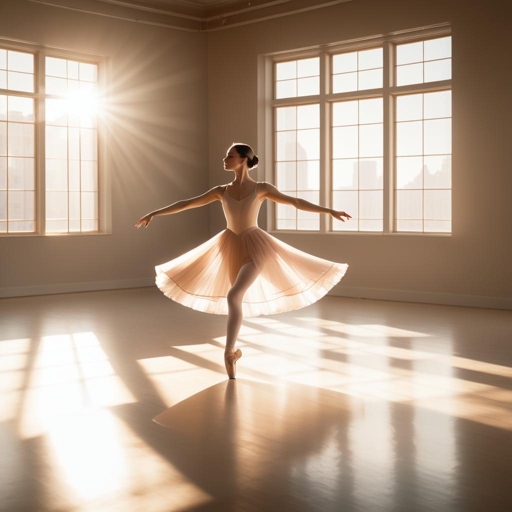 Elegant Ballerina in Sunlit Studio