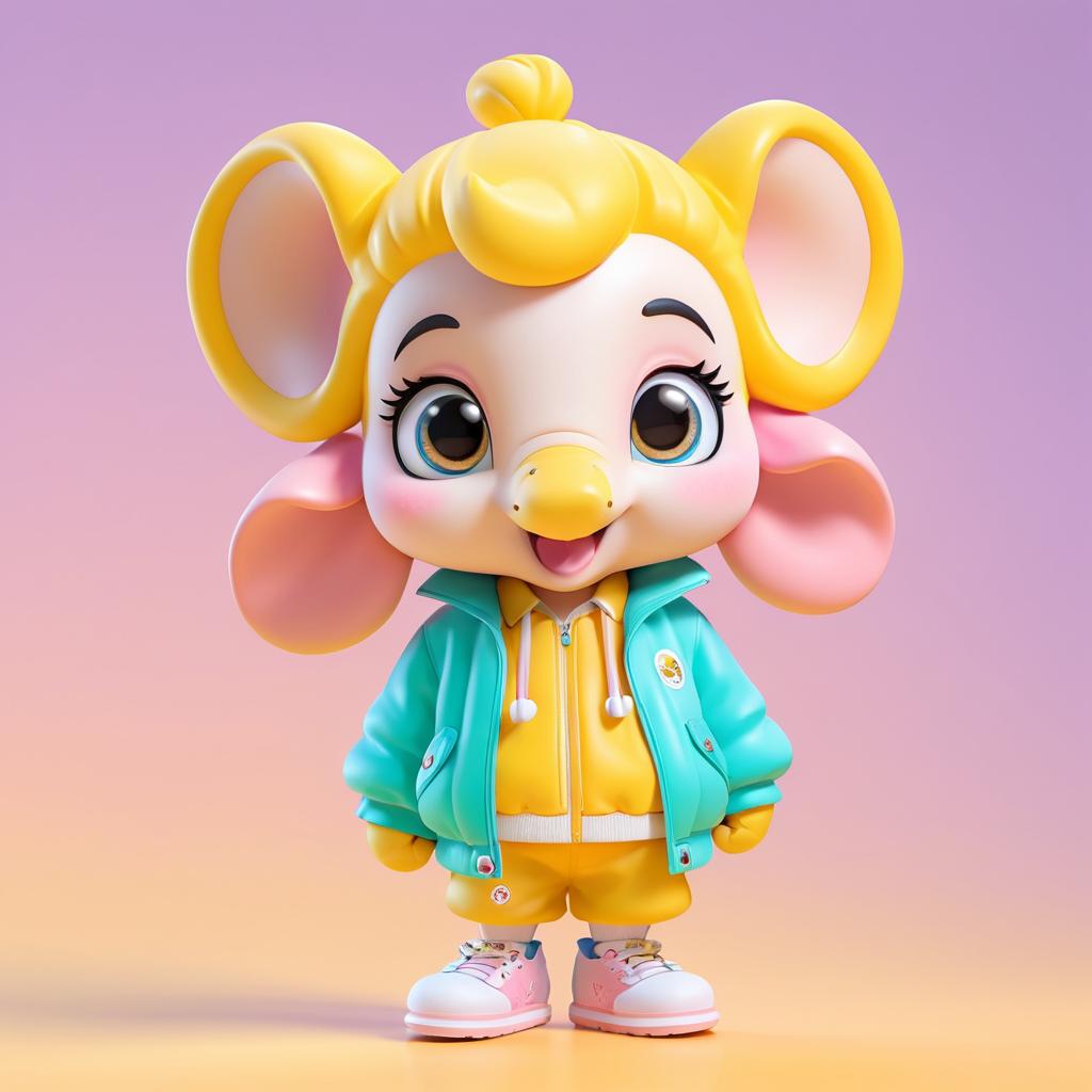 Charming 3D Cartoon Elephant Character