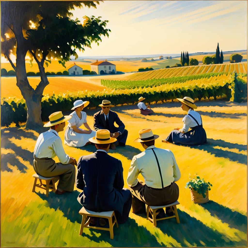 Golden Hour Conversations in a Vineyard