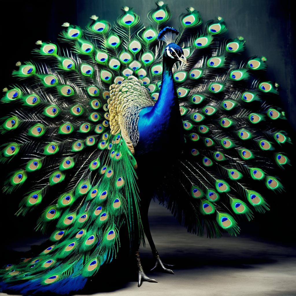 Elegant Peacock in Dramatic Spotlight