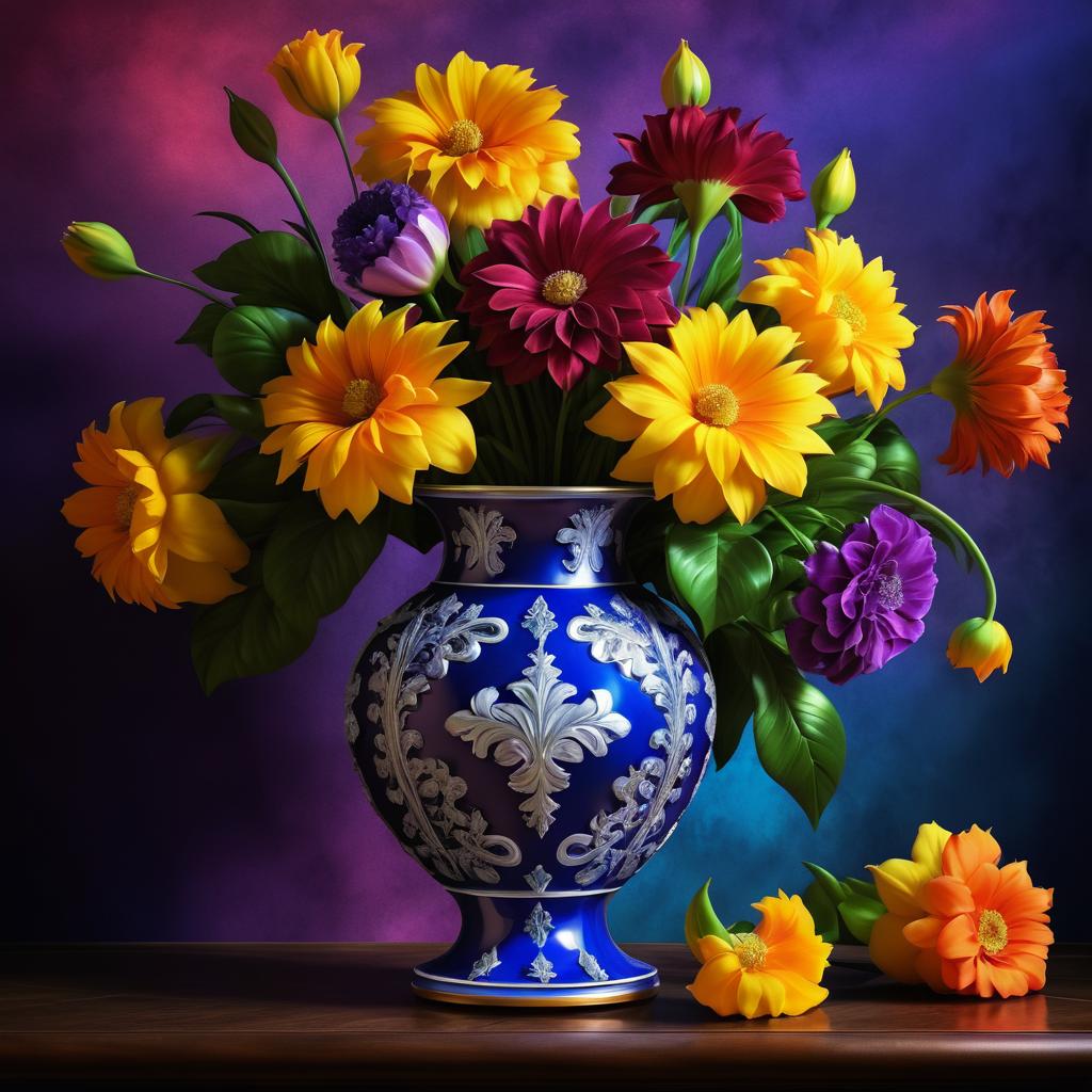 Elegant Baroque Flower Vase Still Life