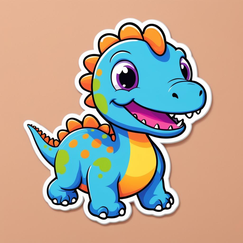 Cute Cartoon Dinosaur Sticker Design