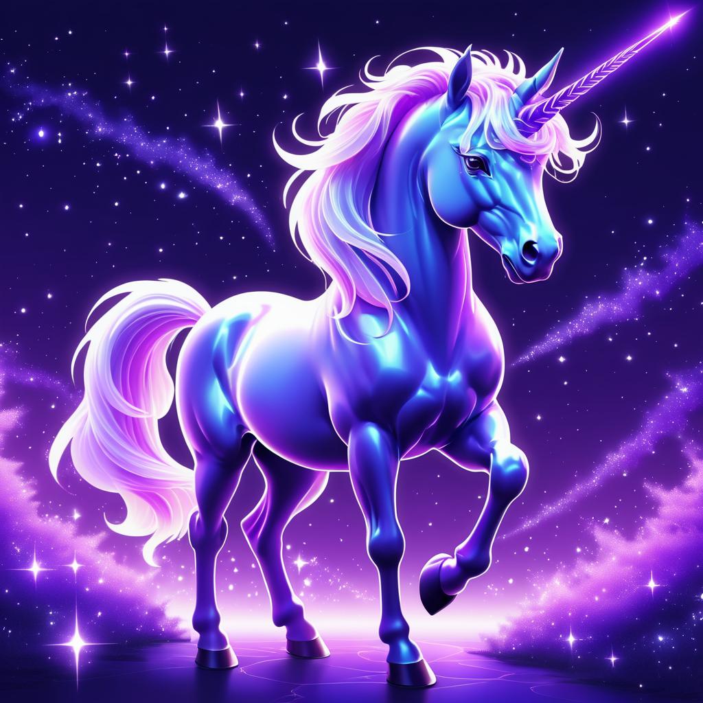 Ethereal Purple Unicorn in Anime Style