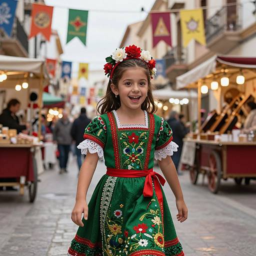 Young Girl in Traditional Spanish Festival
