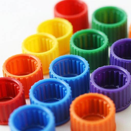 Gradient Row of Colorful Plastic Caps