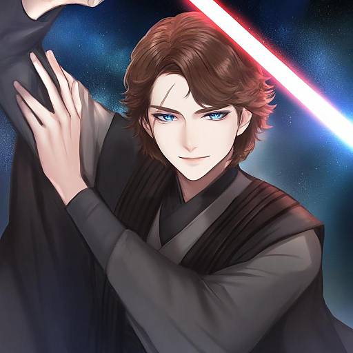 Illustration of Anakin skywalker, star wars in the style of Apt