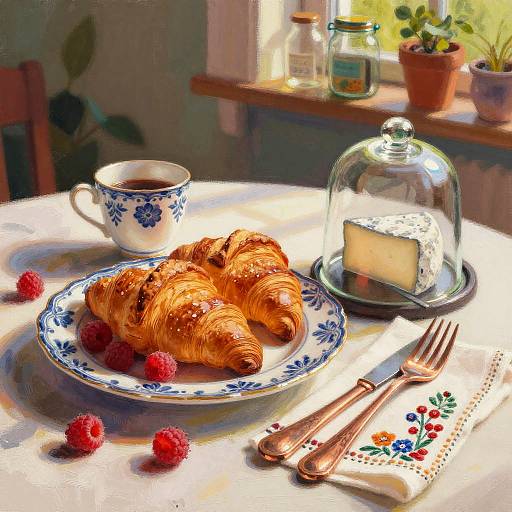 Sunlit French Country Breakfast Still Life