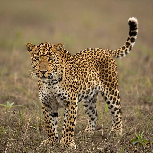 Majestic Leopard in Grassy Field