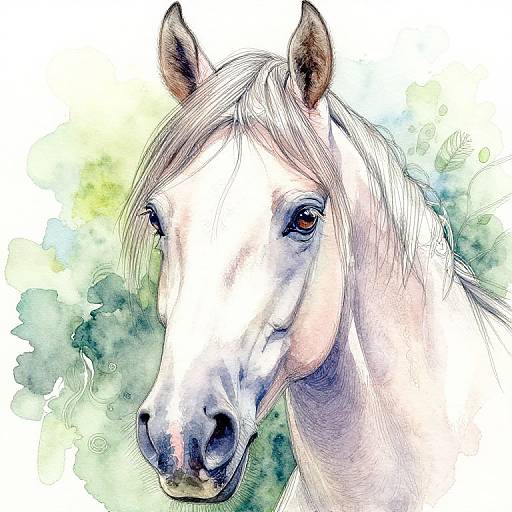 Vivid Watercolor Horse Portrait