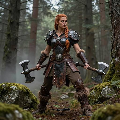 Dynamic Female Dwarf Barbarian Warrior Art