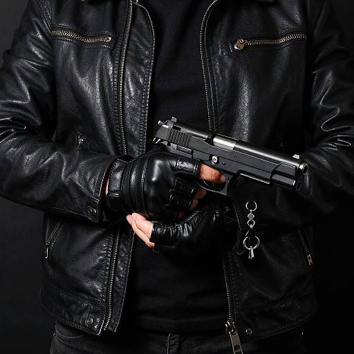 Dark Portrait with Gun and Gloves