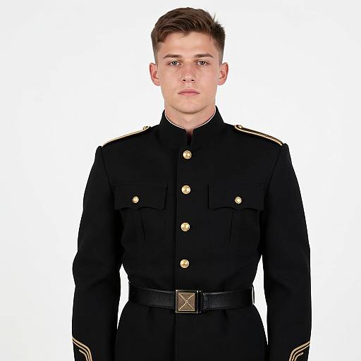 Young Man in Formal Military Uniform