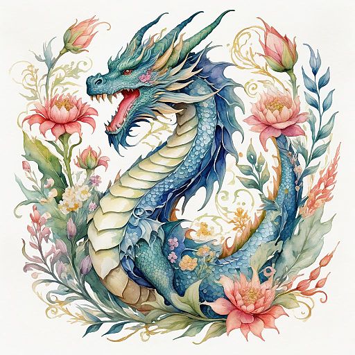 Floral Dragon Emerging from a Bud Floral Dragon Emerging from a Bud