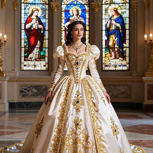 Regal Woman in Grand Hall