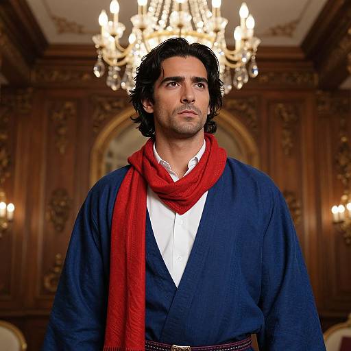 Handsome Man in Elegant Blue Robe