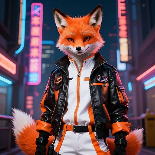 Cyberpunk Fox Spirit Mechanic Portrait