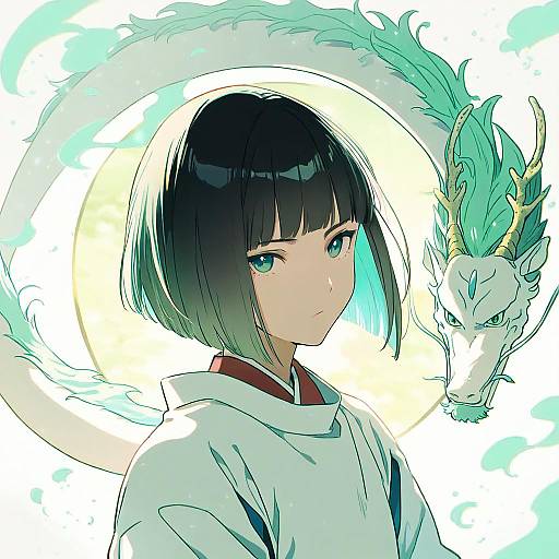 Illustration of Haku (sen to chihiro no kamikakushi), sen to chihiro no kamikakushi in the style of Deco (geigeki honey)