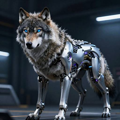 Futuristic Robotic Wolf with Realistic Fur