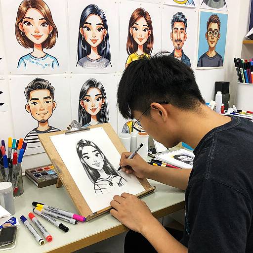 Caricature Artist in Creative Studio