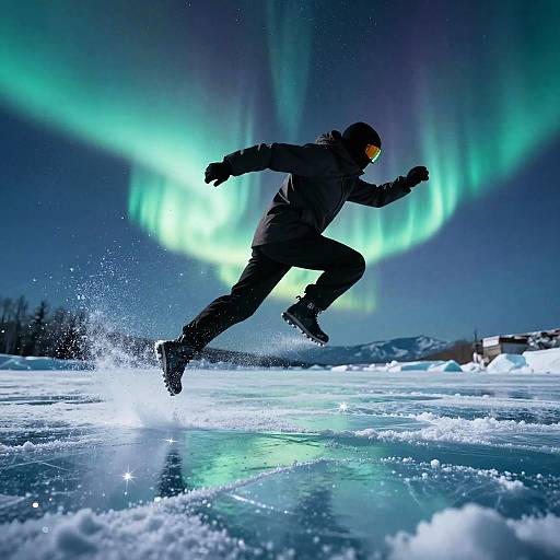 Aurora Ninja Leaping on Ice Plateau