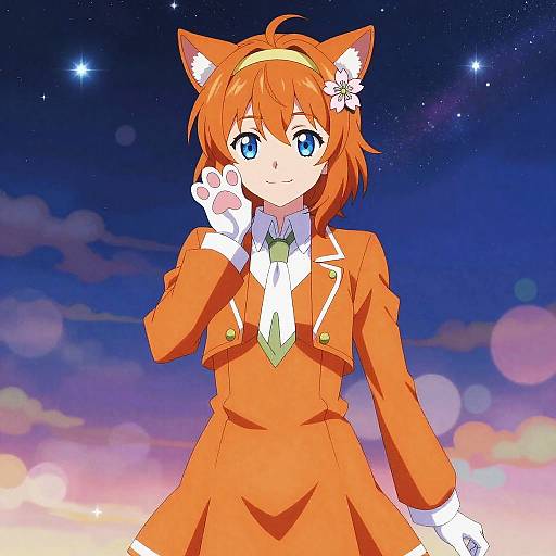 Adachi Rei Playful Orange Starry Portrait