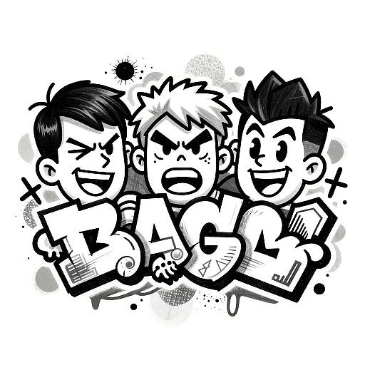 Edgy Cartoon Graffiti Tattoo Outlines