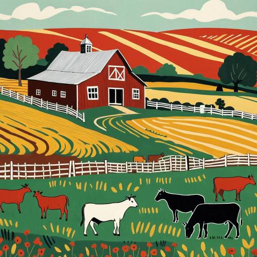 Rustic Countryside Farm in Matisse Style