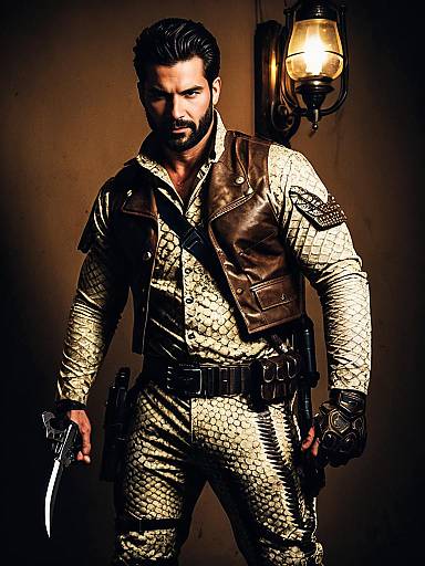 Man in Rattlesnake Jake Cosplay Costume