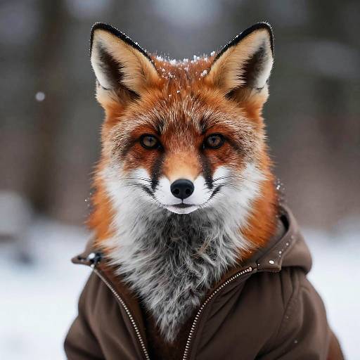 Elegant Foxie Model in Winter Forest