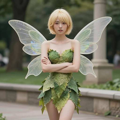 Blonde Fairy in Green Dress