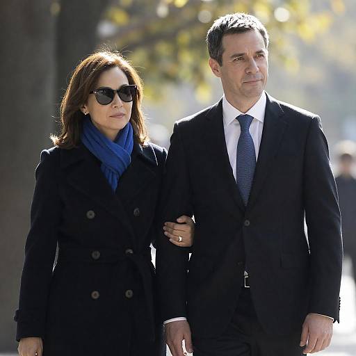 Elegant couple standing outdoors in autumn