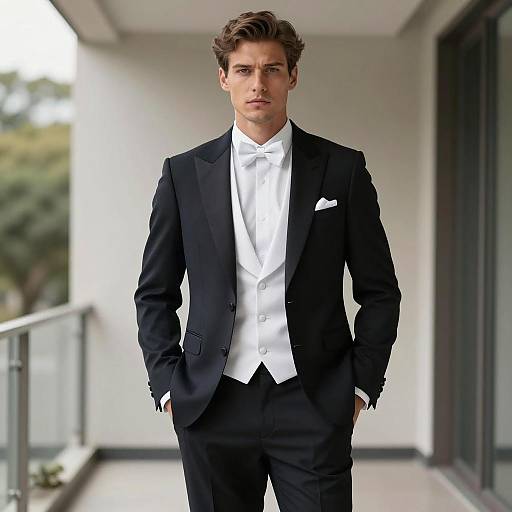 Man in Black Tie Formal Attire