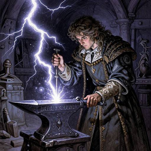 Celestial Rustic Blacksmith Illustration