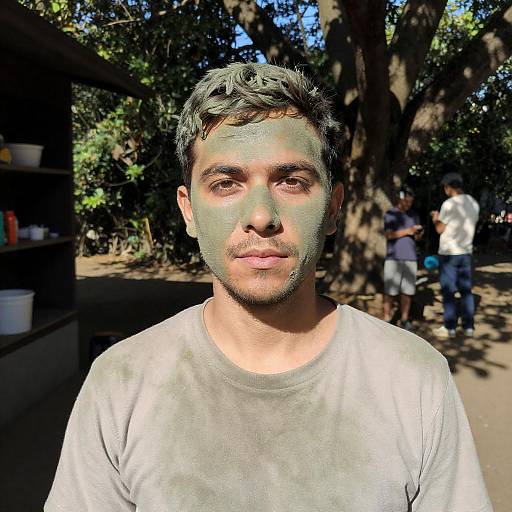 Man with Green Substance in Nature