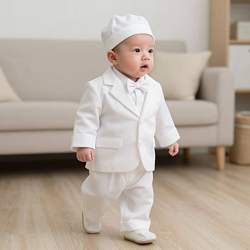Newborn Baby in White Costume