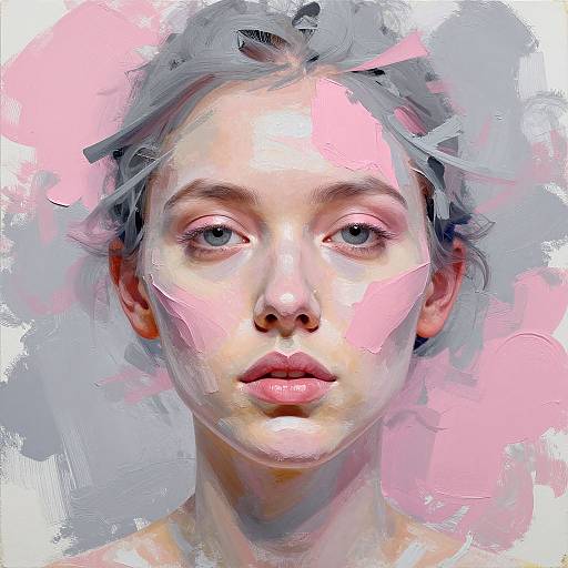 Abstract Painted Woman's Face Close-Up