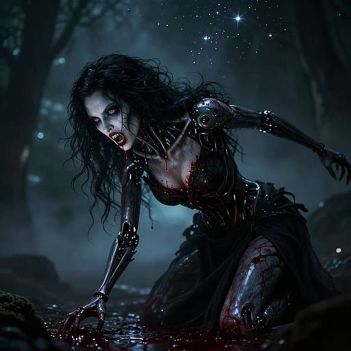 Cinematic Horror Biomechanical Vampire Art