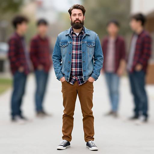 Funny Male Costume in Denim and Plaid