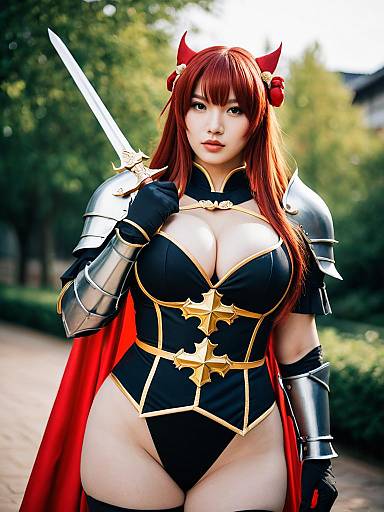 Lifestyle costume photo of Murata himeko (vermillion knight). Cosplay clothes