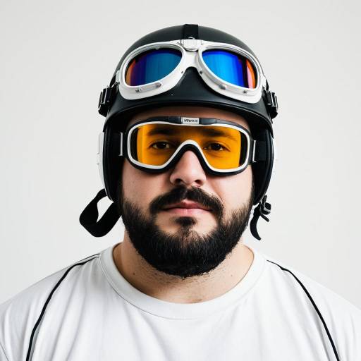 Plus Size Man Wearing Helmet and Goggles