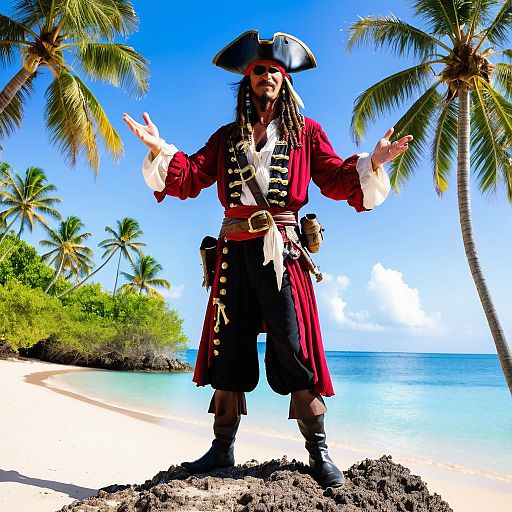 Pirate in T-Pose on Tropical Island