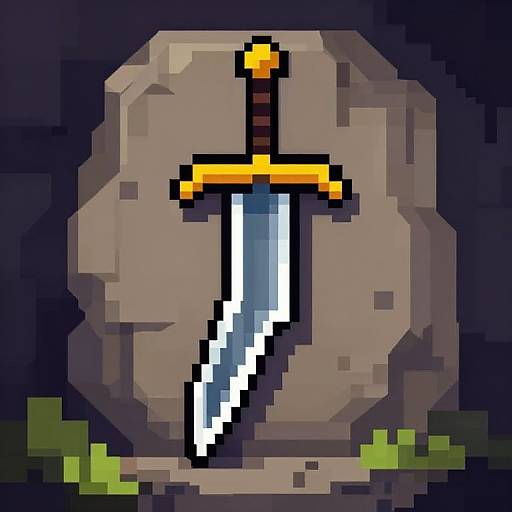 Pixel Art Fantasy Sword in Stone